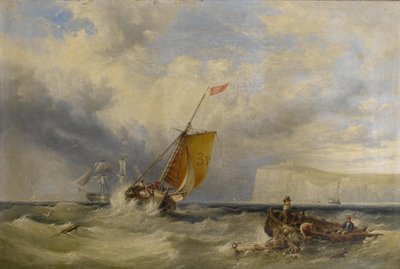 Pilot Cutter No. 3 Heading Back Inshore, with a Large Merchantman Hove-to Out in the Bay by Henry King Taylor